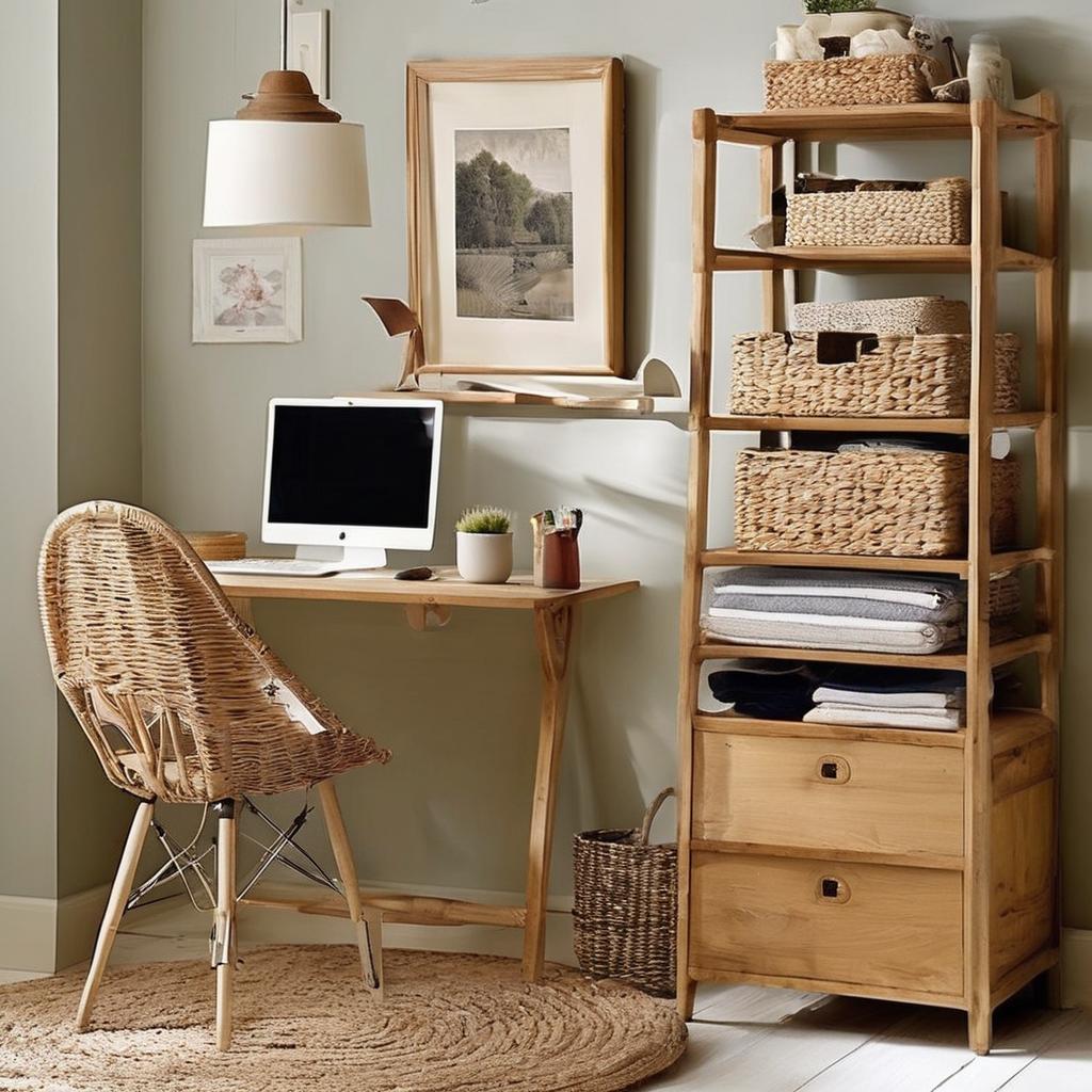 Budget desk setup ideas with natural materials