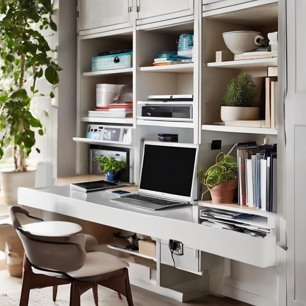 Create organized corners with quiet tech and hidden storage