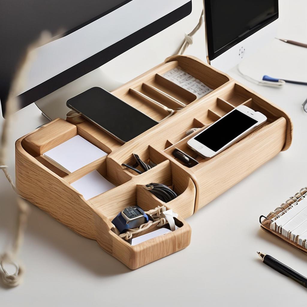 Desk organizer with cable management built in