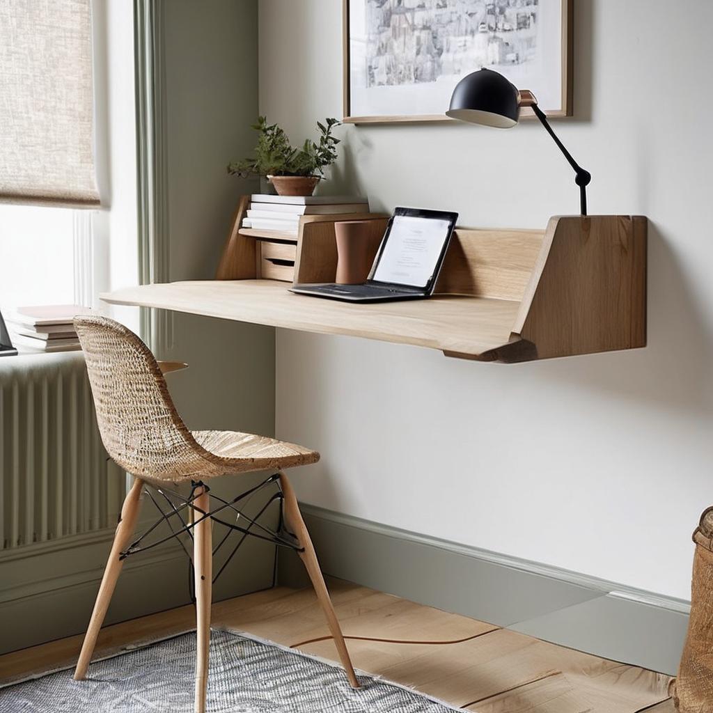 Floating desk layout for minimalist small rooms