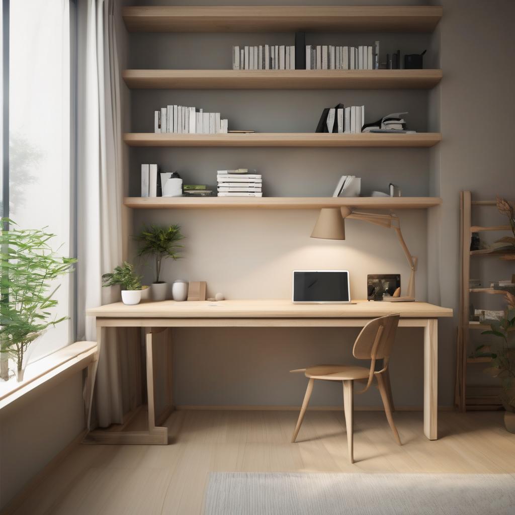 Japanese inspired minimal desk setup for calm