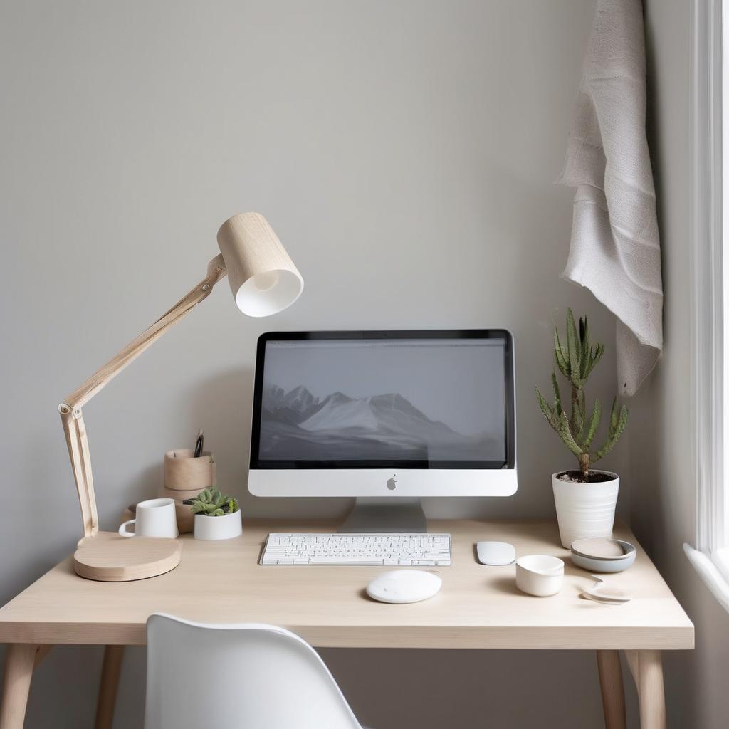 Light toned Scandinavian styled workspace
