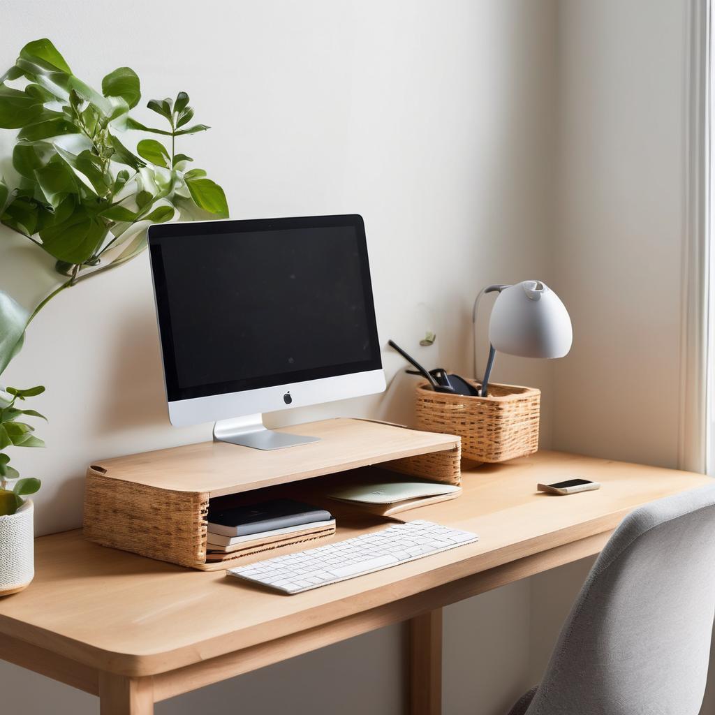 Monitor riser with storage to lift and declutter