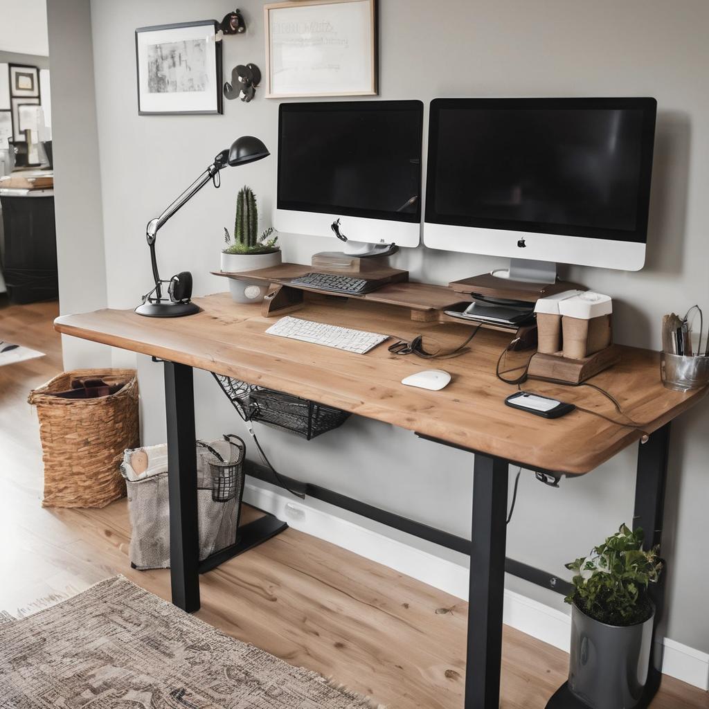Standing desk layout for movement and calm