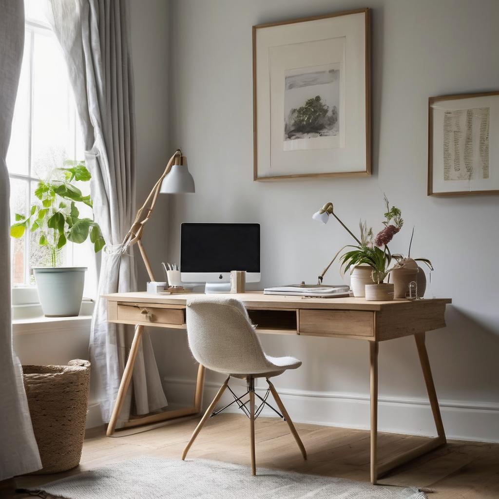 Window facing desk layout for natural light and focus