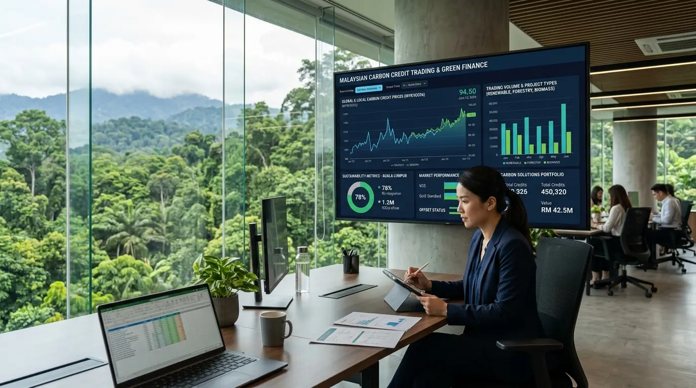 Conceptual visualization of Malaysia's carbon market development and green finance systems